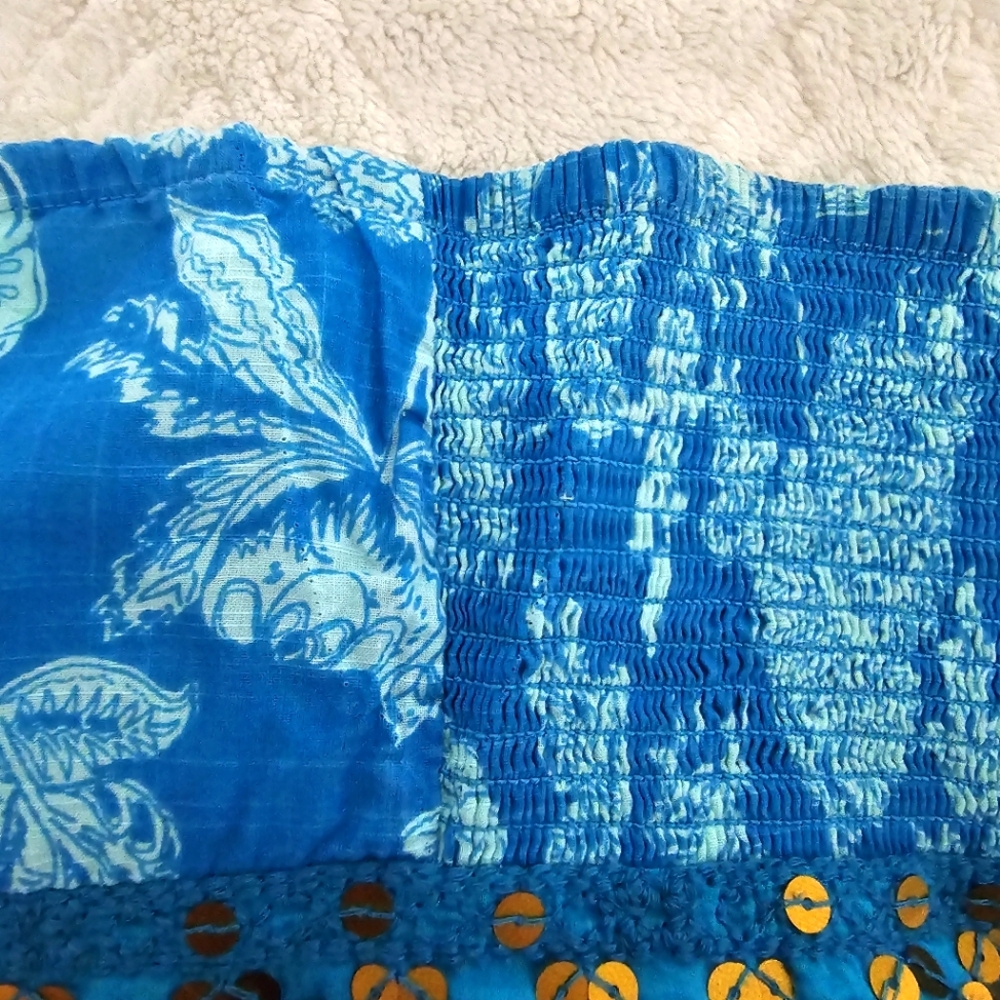Monsoon Turquoise Cotton Strapless Maxi Dress - Sz 22 - Picture 9 of 10
